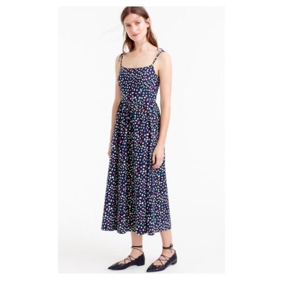 J. Crew Ratti Happy Cat Print Tie Sleeve Midi Sundress Size 4 - Picture 1 of 12